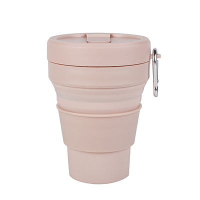 كوب قهوة من السيليكون قابل للطي سعة 16 أونصة مع غطاء وقش