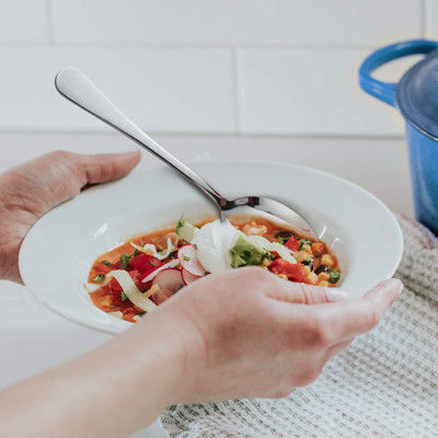 طقم ملاعق عشاء 12 قطعة من الستانلس ستيل الفضي للمطبخ أو المطعم المنزلي