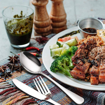 طقم ملاعق عشاء 12 قطعة من الستانلس ستيل الفضي للمطبخ أو المطعم المنزلي