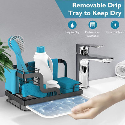 منظم حوض المغسلة من الفولاذ المقاوم للصدأ مع وعاء تصريف قابل للإزالة للإسفنج