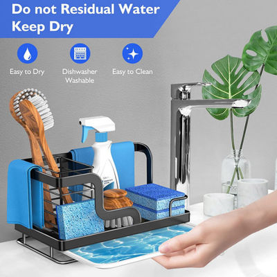 منظم حوض المغسلة من الفولاذ المقاوم للصدأ مع وعاء تصريف قابل للإزالة للإسفنج