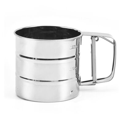 منخل دقيق للمطبخ مصنوع من الفولاذ المقاوم للصدأ ومصفاة سكر مطحونة