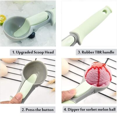 مغرفة آيس كريم بلاستيكية مع مغرفة من كرات البطيخ سهلة الزناد