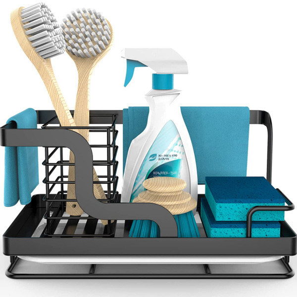 منظم حوض المغسلة من الفولاذ المقاوم للصدأ مع وعاء تصريف قابل للإزالة للإسفنج