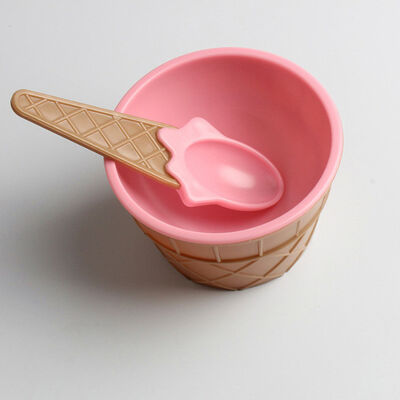 أكواب الآيس كريم للأطفال مع ملعقة بلاستيكية قابلة لإعادة الاستخدام