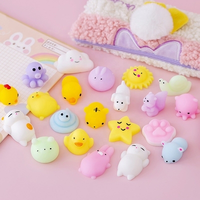 50 قطعة من ألعاب الإجهاد الإسفنجية الصغيرة TPR على شكل حيوانات ألعاب Mochi's فيدجيت لتخفيف التوتر