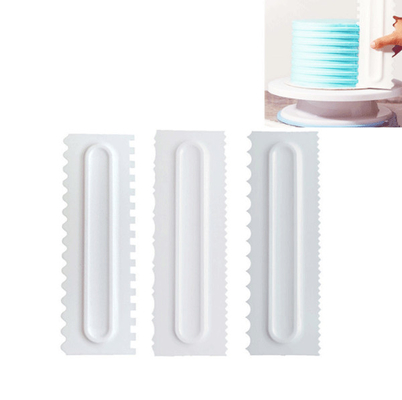 مجموعة كاشطات الكيك مكشطة سن منشار البلاستيك أداة تلميع كعكة زبدة كريم DIY