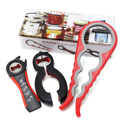 5 في 1 متعددة الوظائف فتاحة زجاجات عدة مع مقبض سيليكون