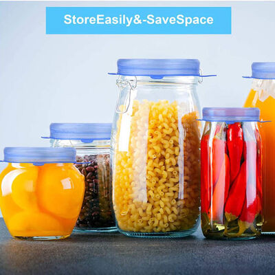 طقم أغطية تخزين الطعام من 6 قطع قابلة لإعادة الاستخدام قابلة للتمدد من السيليكون