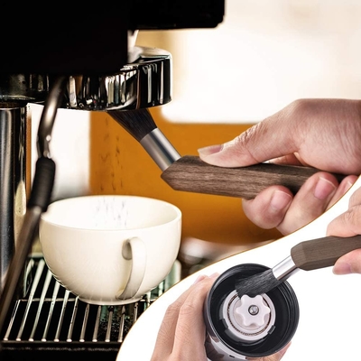 فرشاة تنظيف مطحنة قهوة اسبريسو من خشب الجوز الطبيعي لباريستا