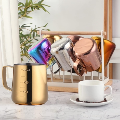 أدوات باريستا أساسية من الفولاذ المقاوم للصدأ باللون الذهبي 350ml / 12oz