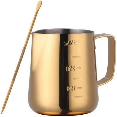 أدوات باريستا أساسية من الفولاذ المقاوم للصدأ باللون الذهبي 350ml / 12oz