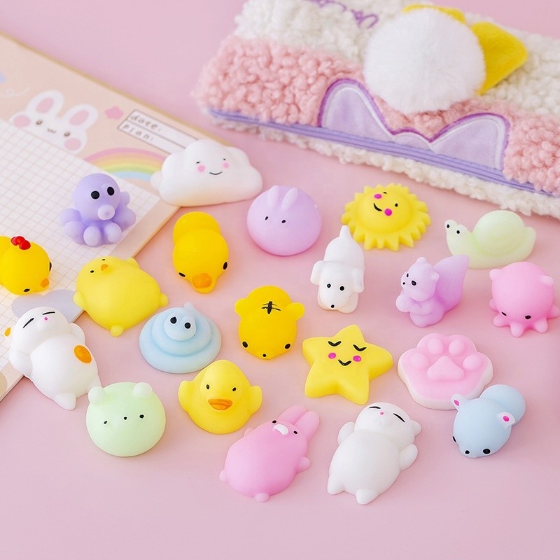 50 قطعة من ألعاب الإجهاد الإسفنجية الصغيرة TPR على شكل حيوانات ألعاب Mochi's فيدجيت لتخفيف التوتر